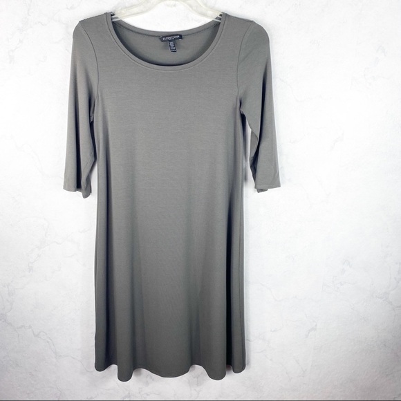 [Eileen Fisher] Gray Jersey Shift Dress - Picture 1 of 3